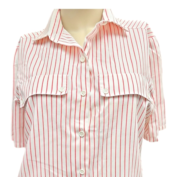 Red and white stripe lightweight ladies top - Picture 1 of 5